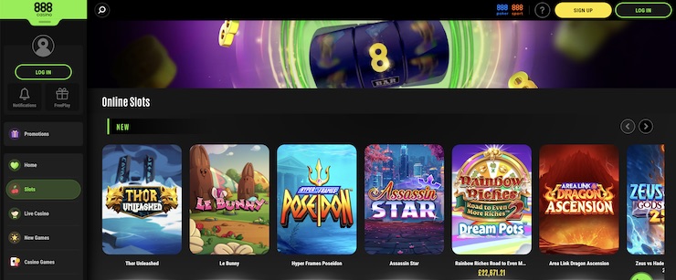 888casino is one of the best EU casinos for exclusive slots.